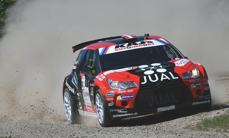 Ib Kragh og Freddy Pedersen er i deres Citroën DS3 R5 på jagt efter point til endnu en DM-titel og fører efter to runder titelopgøret med 137 point.
(Foto: MD/autoMOTIV - specialpress)